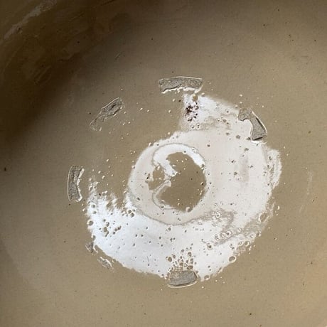 古いこね鉢 30cm 灰釉 歪な大鉢 メダカ鉢 水栽培 ビオトープ 民藝 焼物 ジャンク訳有
