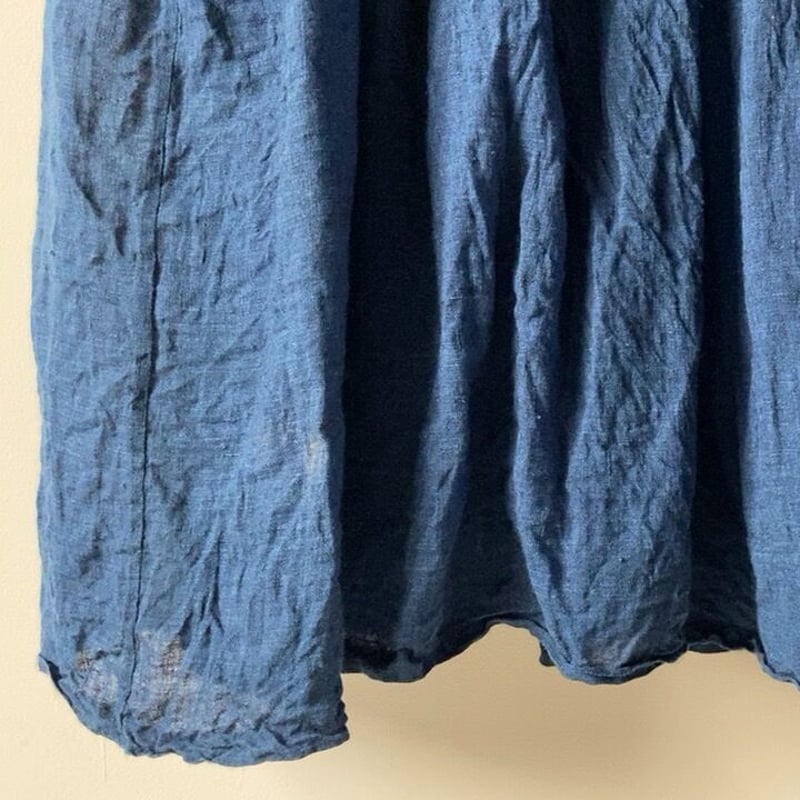 maison de soil メゾンドソイル　タックワンピース　藍染　長袖　綿 maison de soil メゾンドソイル インディゴ染め リネンタック