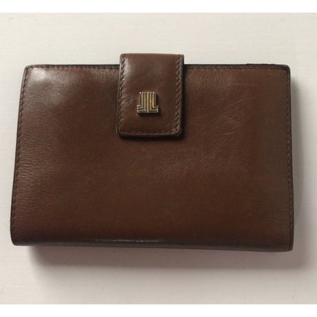 LANVIN ランバン  2つ折りコンパクトガマ口財布 ウォレット  レザー　ブラウン/ゴールド金具  ヴィンテージ オールドランバン