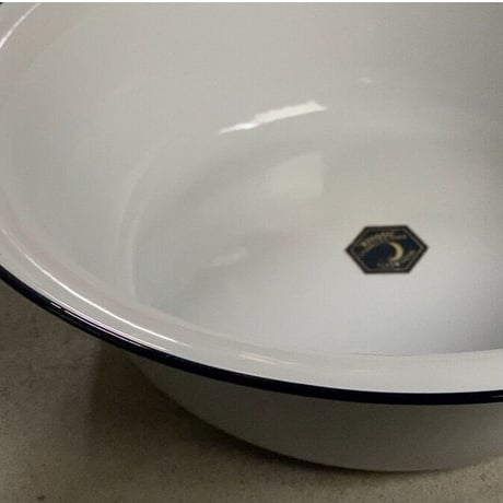 KIYOSU enameled ware キヨス ホーロー 洗面桶 36cm 大きめの洗面器 白/紺 ヴィンテージ デッドストック品 made in japan