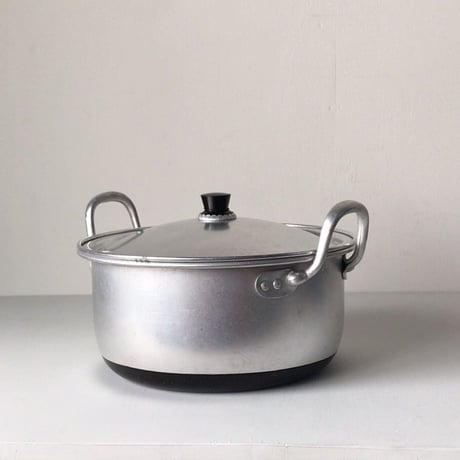 ALUMINUM OSAKA 地球印  アルミ 両手鍋  希少品  底部  ブラック塗装 持ち手長め タグ付 中古美品
