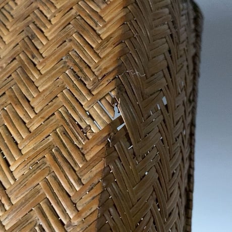 小さい竹行李33cm  昭和期  竹編みの道具箱 レターケース 古籠 古箱 竹工芸 古民藝