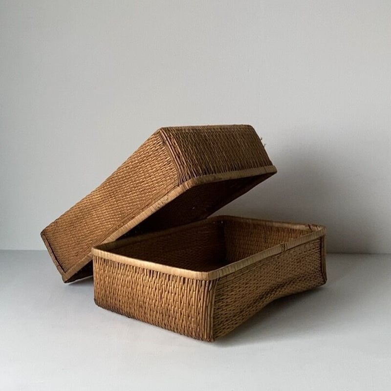 2個セット 昭和レトロ　柳行李　ケース　着物入れ　古民具 Amazon.co.jp: 昭和レトロ行李こおり柳行李アンティーク古民具