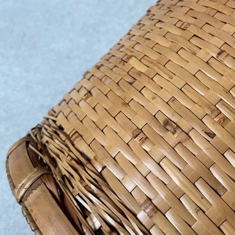 古い竹編みの屑籠(ダストボックス) 技あり丁寧な編み技術  日本の工芸品 民藝 天然素材 美品