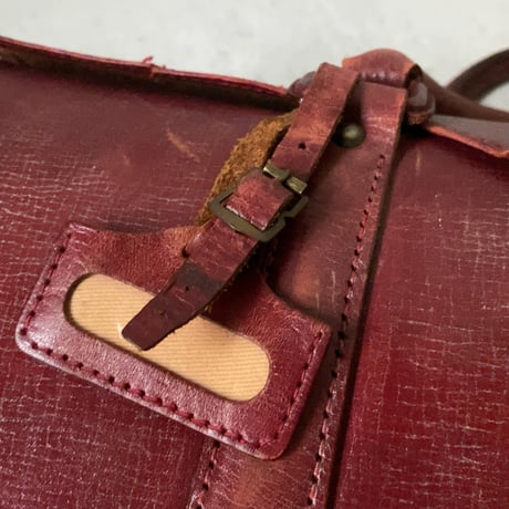 ヴィンテージ レザー バッグ   フラップ＋ファスナー開閉  真鍮製棒ロック  レッドレザー  ハンドバッグ レザーボストン50s 60s 赤い革鞄