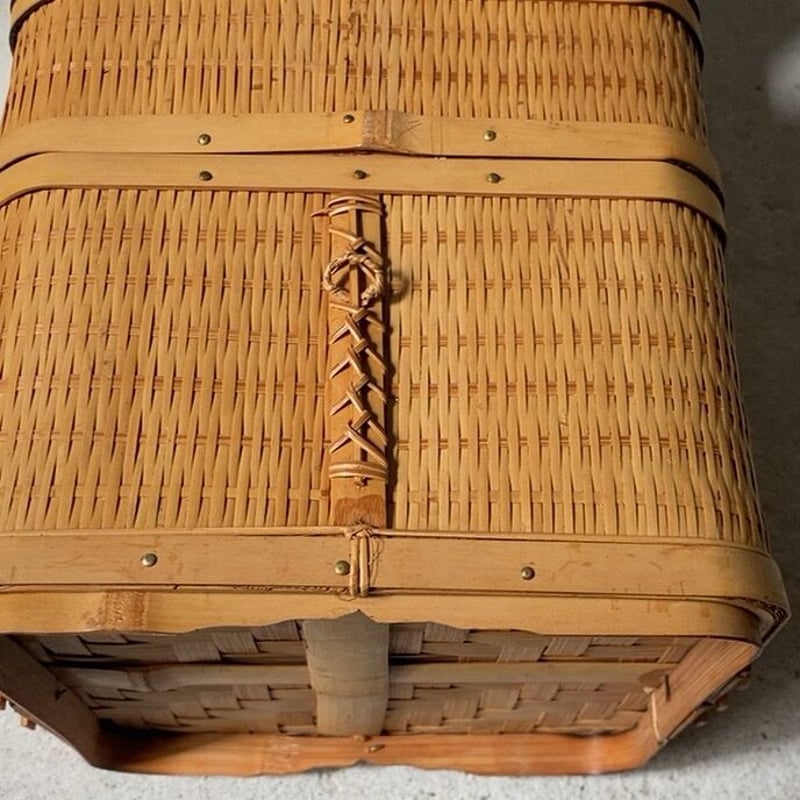 竹籠□３段重ね下げ重□煎茶道具 弁当箱 竹細工 伝統工芸 茶箱 茶籠 - 食器