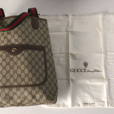 GUCCI オールドグッチ  トートバッグ　シェリーラインハンドル GG柄 コーティングキャンバス 保存袋付き 極美品　ヴィンテージバッグ