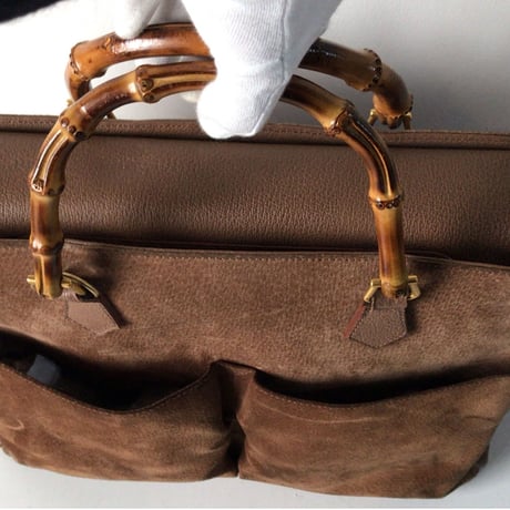 GUCCI グッチ オールドグッチ バンブースエード2wayトート ショルダーストラップ有  ヴィンテージ 中古美品