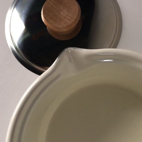 Noritake ノリタケ   ヴィンテージ 琺瑯(ホーロー) 片手鍋  ミルクパン  木製無垢持ち手  ホワイト ほぼデッドストック 未使用品
