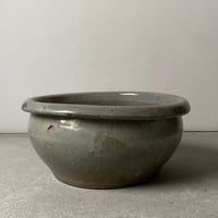 古い植木鉢. 瑠璃釉 格子紋様3鉢セット 70sオールドポット