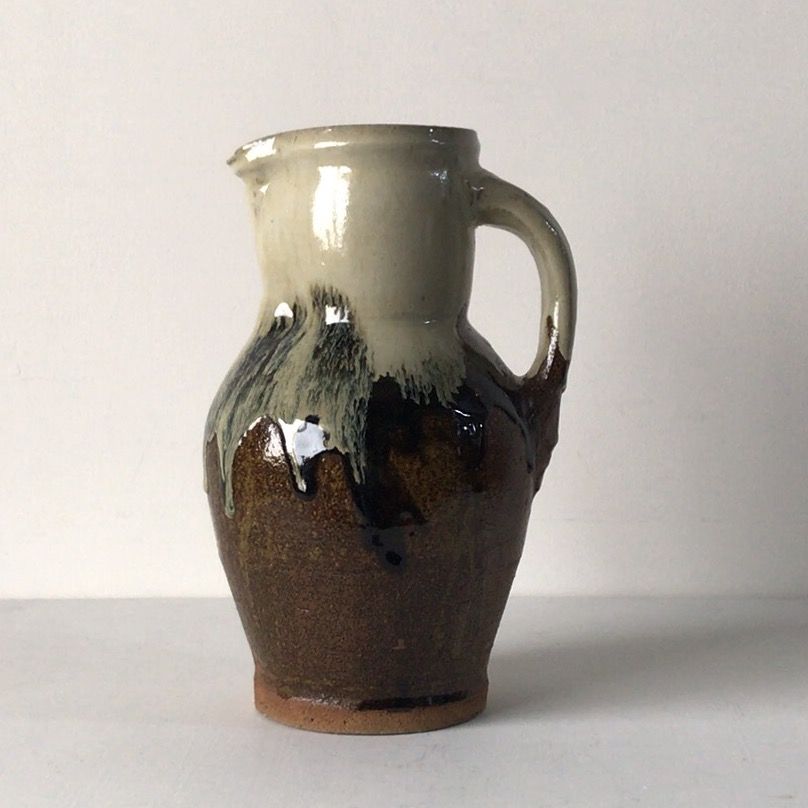 益子焼 村田 元 (ムラタ ゲン)作 把手壺 水差 花器 大きめのピッチャー
