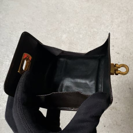 Salvatore Ferragamo サルヴァトーレ フェラガモ  ガンチーニ  レザー コインケース  ダークブラウン/ゴールド金具  中古良品