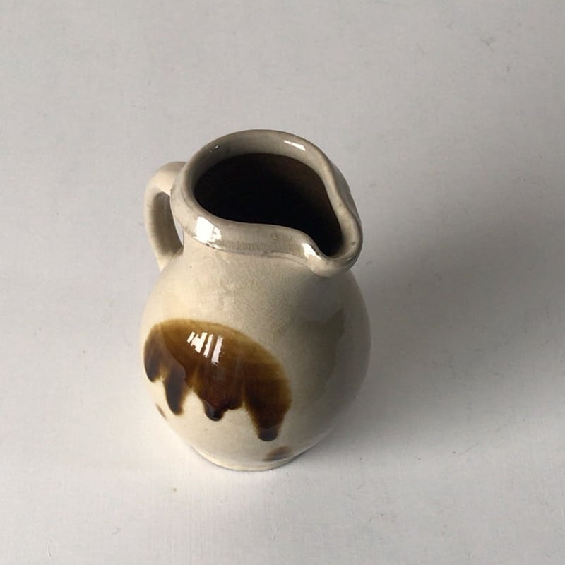 益子焼 6寸ピッチャー 打掛 把手壺 水差 花器 ジャグ。高さ18cm 小ぶり