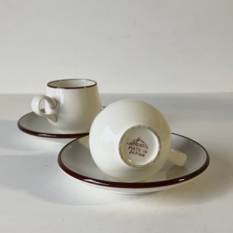 Sanwa サンワ(三和陶苑) カップ＆ソーサー  (1客の価格) ジャパンヴィンテージ ブラウンライン コーヒーカップ 美品