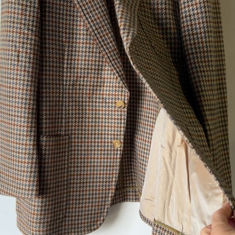 PYTHON カシミアジャケット  千鳥格子 パッチポケット シングル ヴィンテージ JKT   made in Scotland