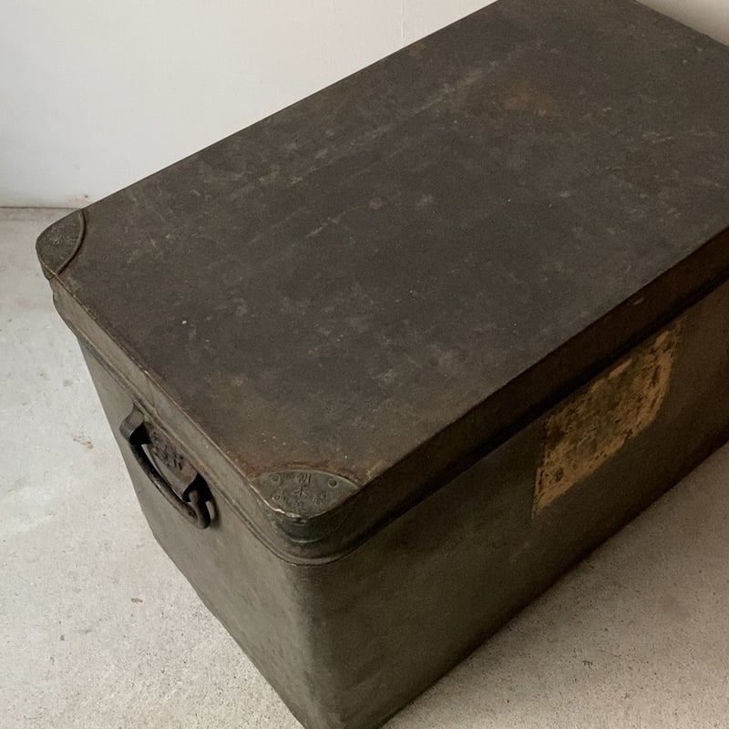 古いブリキのストックケース ブリキ箱 道具箱 衣装ケース ヴィンテージ