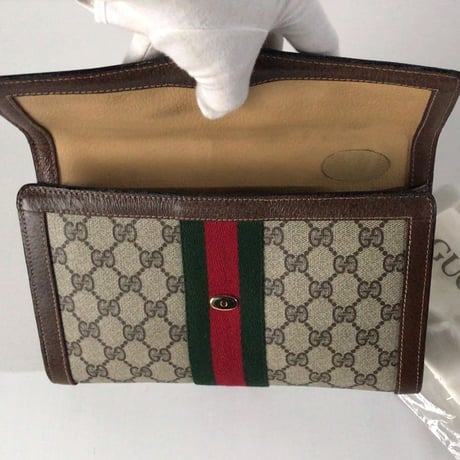 GUCCI オールドグッチ セカンドバッグ クラッチバッグ GG柄 コーティングキャンバス 保存袋付き 16.001.44 中古美品　ヴィンテージバッグ