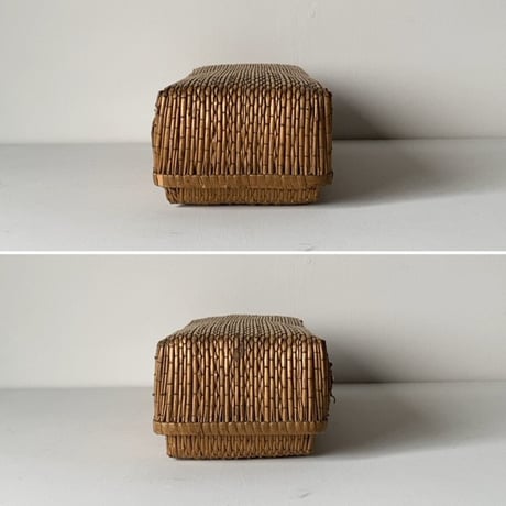 小さく細長い柳行李 32cm  昭和期 弁当行李 台帳行李 道具箱 小物入れ 小さい柳行李