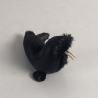 セイウチの置物　毛皮／レザー　ブラック　天然素材　ヴィンテージドール　動物人形