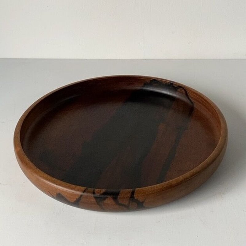 黒柿 くり抜き 丸盆 木製無垢 幅約35cm 木のお盆 トレー 茶道具 黒柿 くり抜き 丸盆 木製無垢 幅約35cm 木のお盆 トレー 茶道具