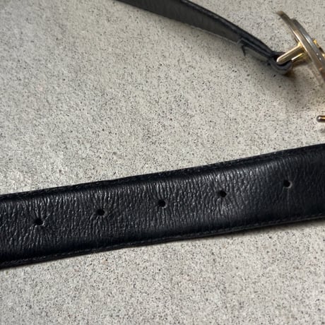 Dior オールドディオール クリスチャンディオール  レザーベルト オーバルバックル 楕円バックル コンビカラー ブラックレザー ヴィンテージディオール 中古良品