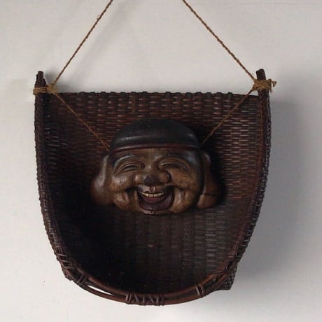 大正時代  珍品希少 恵比寿大黒天 福箕一対 ざる一対  木製お面 七福神 十日えびす 十日戎 えべっさん  商売繁盛 縁起物  黒光最高のエイジングです。