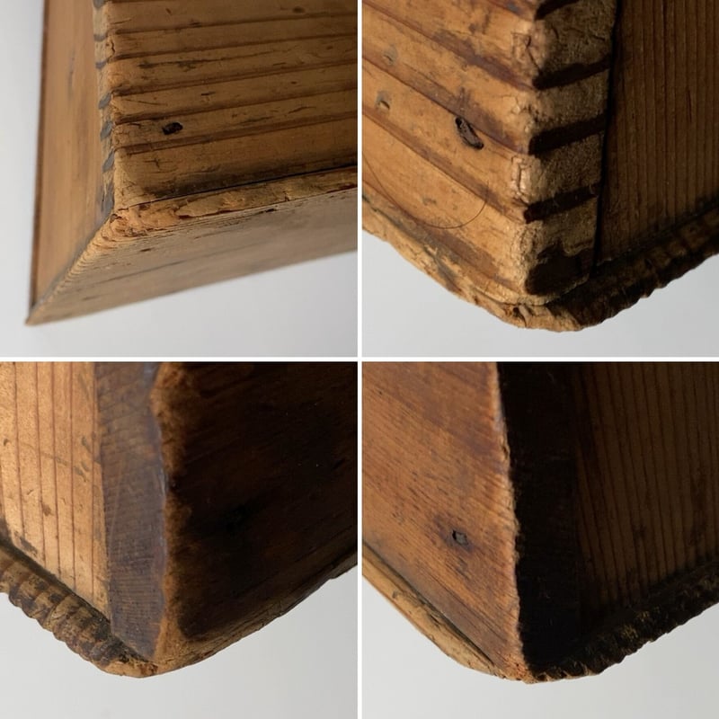 昭和期 木製穴無し古い踏台 杉材無垢 小さめ 台形 箱型 踏み台