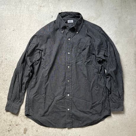 HEMISPHERES エミスフェール  80s90sヴィンテージ ボタンダウンシャツ ブラック/グレーのマルチプルチェック フレンチアイビー フレンチトラッド mensM 良品