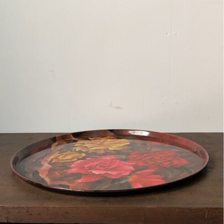 WorcesterWare ウースターウェア　イギリス製 薔薇柄トレー  ヴィンテージ スチール 丸盆  絵画  made in greatbritain