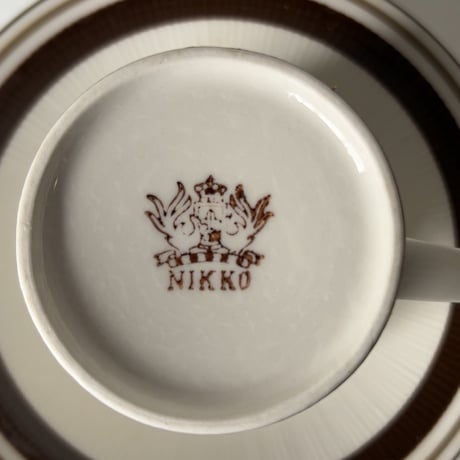 NIKKO ニッコー  オールドカップ&ソーサー箱入6客セット ダークブラウン ライン ジャパンヴィンテージ デッドストック 未使用品
