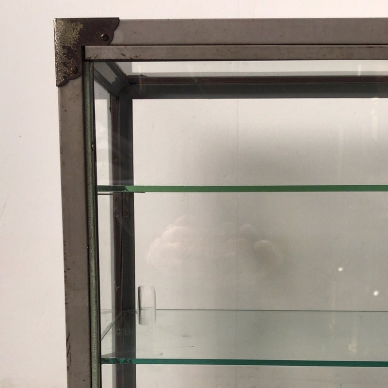 ヴィンテージ スチールショーケース 2段ガラスケース 鉄製 完品