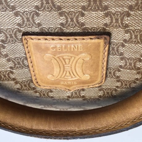 CELINE  セリーヌ   マカダム柄 ブラゾンロゴ  ヴィンテージ ハンドバッグ   ベージュ  中古美品
