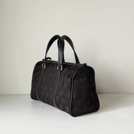 PIERRE CARDIN ピエールカルダン  90sミニボストンバッグ モノグラム ブラック/ダークブラウン ゴールド金具 ヴィンテージ 中古良品