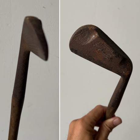 george nicoll ジョージニコル スコットランド製 古い木のゴルフクラブ  ヒッコリーシャフト 木製シャフト アイアン レザーグリップ