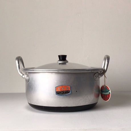 ALUMINUM OSAKA 地球印  アルミ 両手鍋  希少品  底部  ブラック塗装 持ち手長め タグ付 中古美品