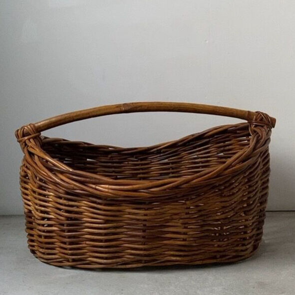 ヴィンテージ/Vintage/特大サイズ/籐籠/カゴ 古い蓋付きのバスケット かご 籐トランク 大型 籠 | antiques