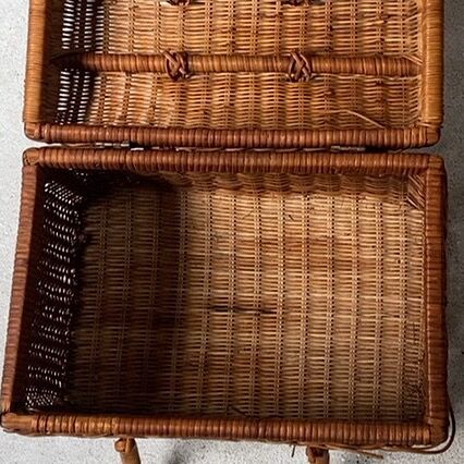NY/アンティーク籐編・大型衣裳ケース