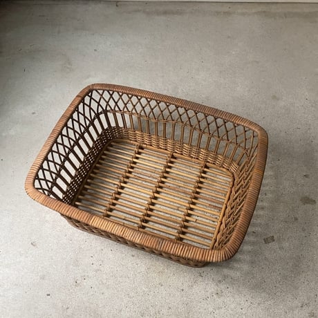 ヴィンテージ ラタン製 脱衣籠 昭和初期の銭湯 グッドエイジング 完品範疇