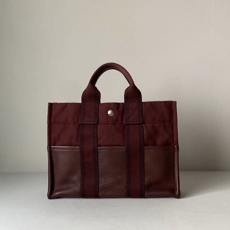 HERMES エルメス フールトゥ PM レザー/キャンバス ボルドー 赤茶 中古