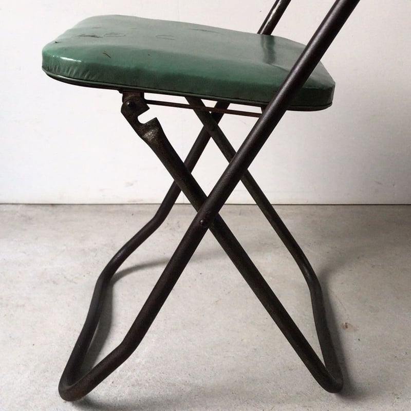 ヴィンテージ 折りたたみ椅子 スチール/ウッド/ コーティング