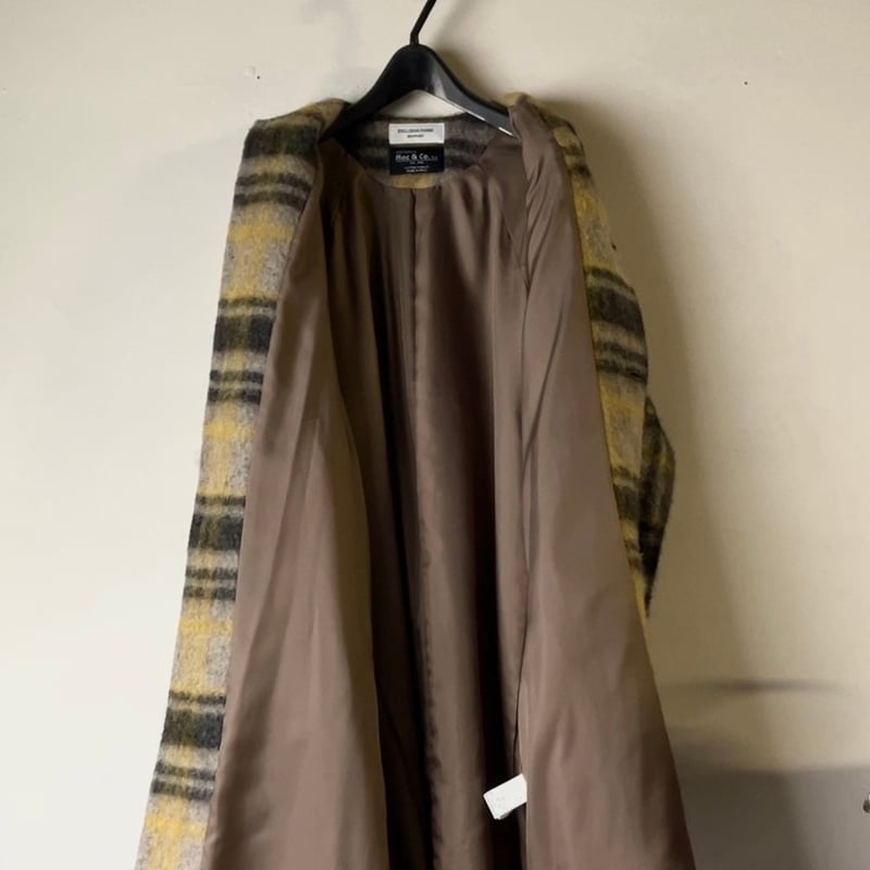 ビームスボーイ　スライバーチェック　ノーカラーコート BEAMS BOY ／ スライバー タータンチェック ノーカラー コート