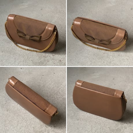 GIVENCHY  SACS ジバンシィサックス  パーティーバッグ  リボンモチーフ 2way(クラッチ/チェーンバッグ) ライトブラウン ゴールド金具  箱有り 中古品