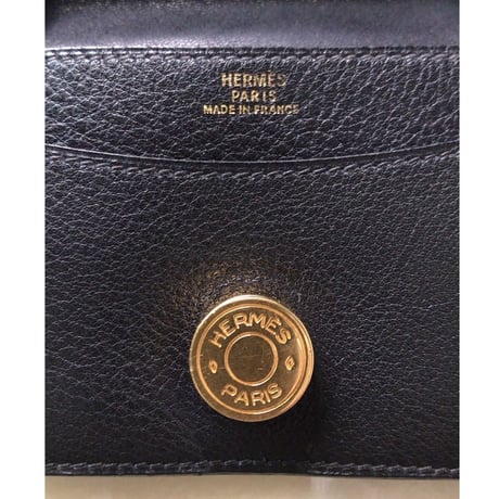 HERMES エルメス  ドゴンコンパクト  コインケース   トゴ   ブラック／ゴールド金具   □A刻印  中古