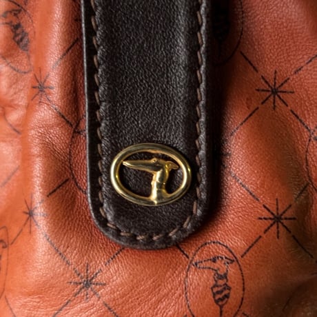 TRUSSARDI トラサルディ　80s ヴィンテージ トラサルディ ミニボストンバッグ ラムレザー ダークオレンジ/ゴールド金具 レアカラー  中古良品