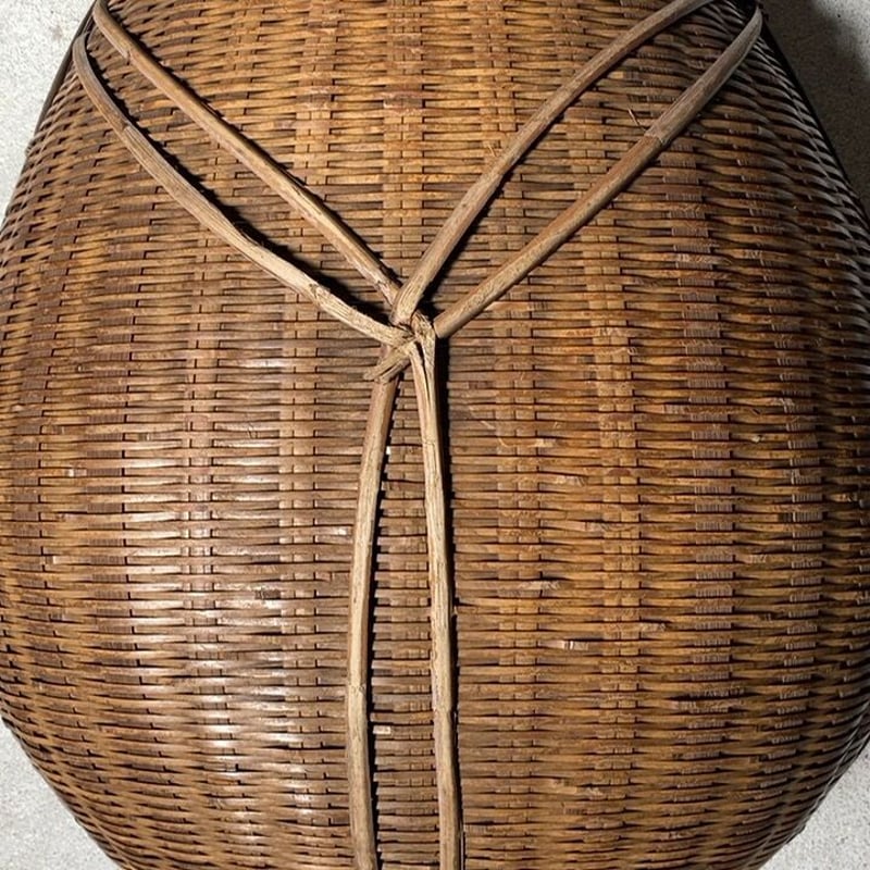 大きい古片口ざる 横幅約49cm 装飾 素材 作り エイジング…良好の古笊