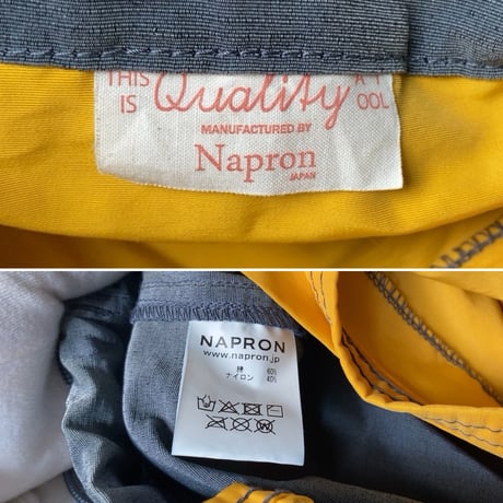 NAPRON  patientsbag  ナプロンのペーシェントバッグ  グレー/イエロー バイカラー好配色 2wayトートバッグ 巾着 鞄 64クロス 中古品