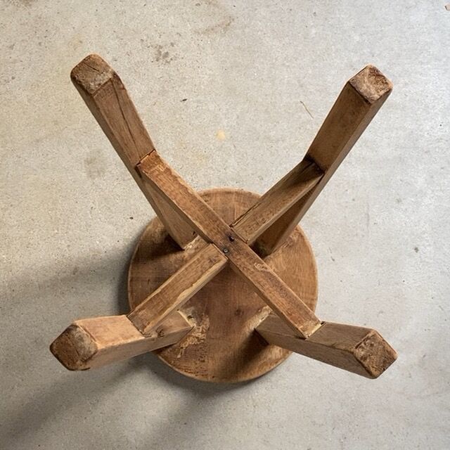 古家具 ビンテージ品◾️ラワン材座面 インダストリアル工業系 スツール 丸椅子 A 古家具 ビンテージ品◾️ラワン材座面 インダストリアル工業系