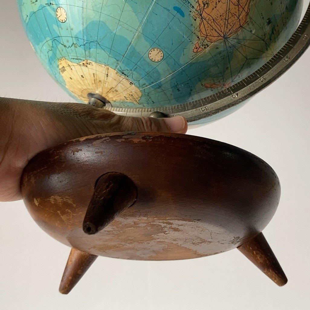 古い三足木製台の地球儀 小さい地球儀 此村欽英堂 ジャパン