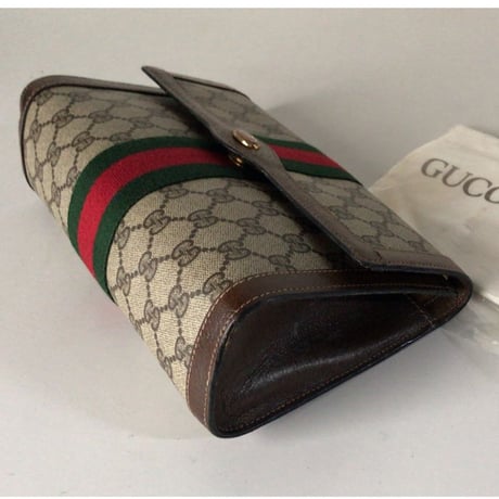 GUCCI オールドグッチ セカンドバッグ クラッチバッグ GG柄 コーティングキャンバス 保存袋付き 16.001.44 中古美品　ヴィンテージバッグ