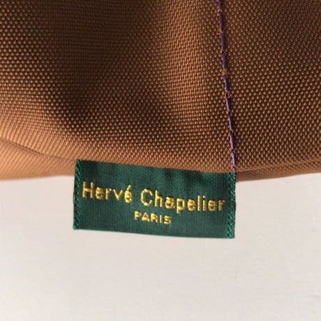 Herve Chapelier エルベシャプリエ 927N ブラウン/パープル  ナイロン舟型ポーチM　コスメ 化粧ポーチ 中古品